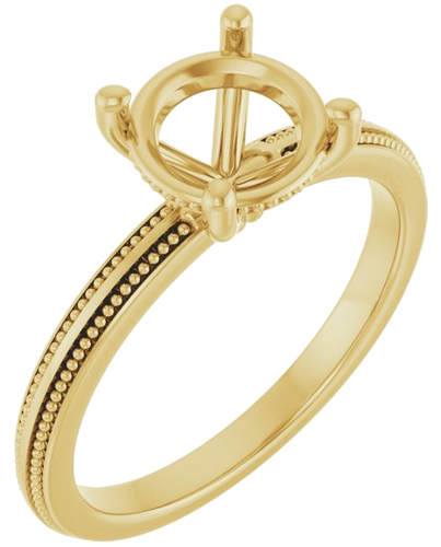 Sužadėtuvių Žiedas „Solitaire Milgrain“ 14k yellow gold Round 7.4mm (1)
