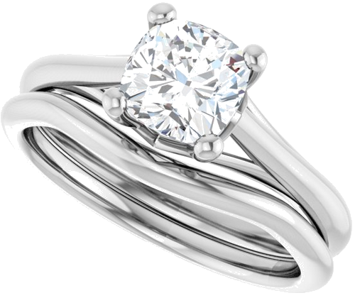 14K White 6 mm Cushion Solitaire Engagement Ring Mounting (10)