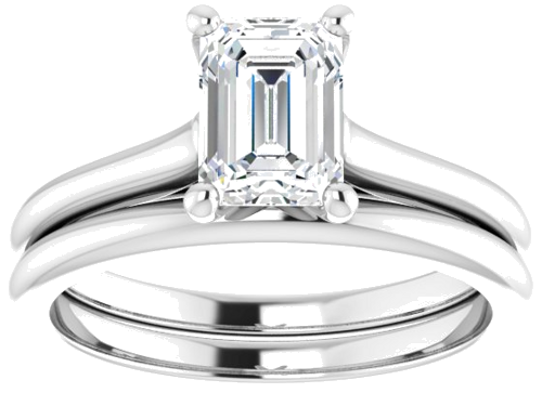 Sužadėtuvių Žiedas „Accented“ 950 Platinos Emerald 7mm x 5mm (8)