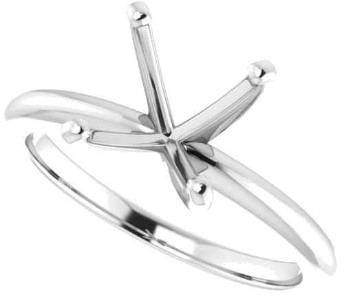 14K White  8 mm Cushion Solitaire Engagement Ring Mounting (5)