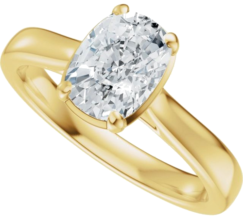 Sužadėtuvių Žiedas „Claw-Prong Solitaire Bezel-Style“ 14k yellow gold Elongated Cushion 7mm x 5mm (5)