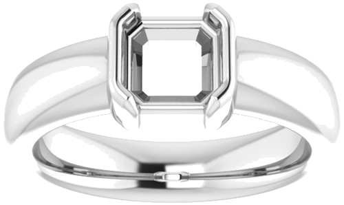 Sužadėtuvių Žiedas „Half Bezel Solitaire“ 585 Baltojo Aukso Asscher 6mm (3)