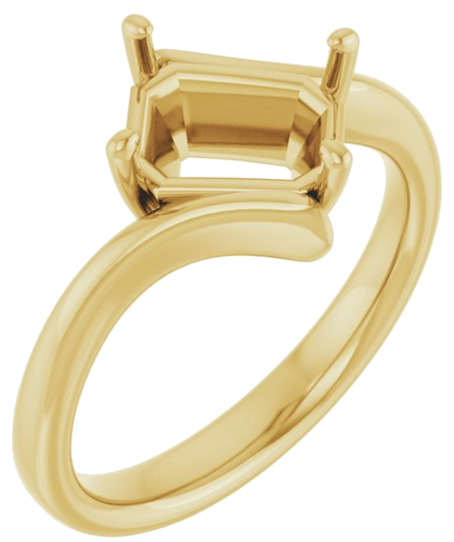 Sužadėtuvių Žiedas „Solitaire Bypass“ 14k yellow gold Emerald 8mm x 6mm (1)