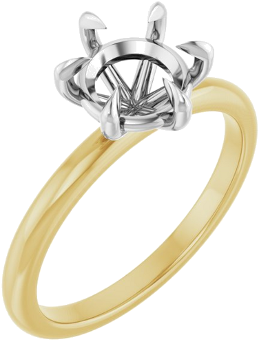 Sužadėtuvių Žiedas „Claw-Prong“ 14k yellow/white gold Round 7.4mm (1)