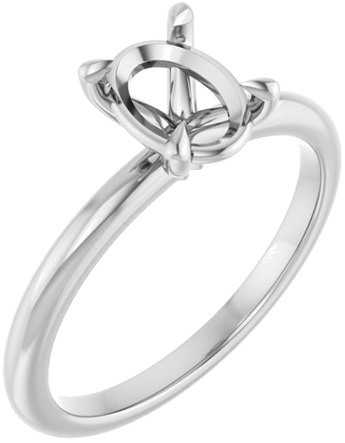 Sužadėtuvių Žiedas 585 Baltojo Aukso Oval 8mm x 6mm (1)