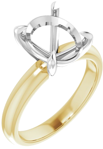 14K Yellow White 11x9 mm Oval Solitaire Engagement Ring Mounting (1)