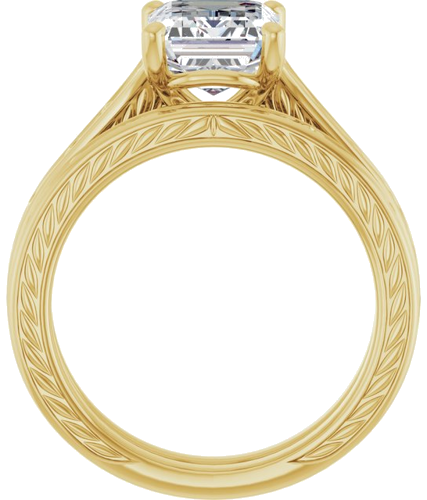Sužadėtuvių Žiedas „Solitaire Scroll“ 14k yellow gold Emerald 9mm x 7mm (7)