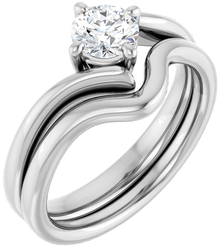Sužadėtuvių Žiedas „Solitaire“ 585 Baltojo Aukso Round 5.2mm (6)