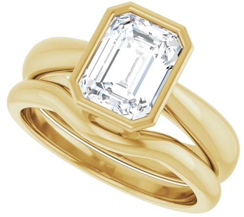 Sužadėtuvių Žiedas „Bezel-Set Solitaire“ 14k yellow gold Emerald 8mm x 6mm (10)
