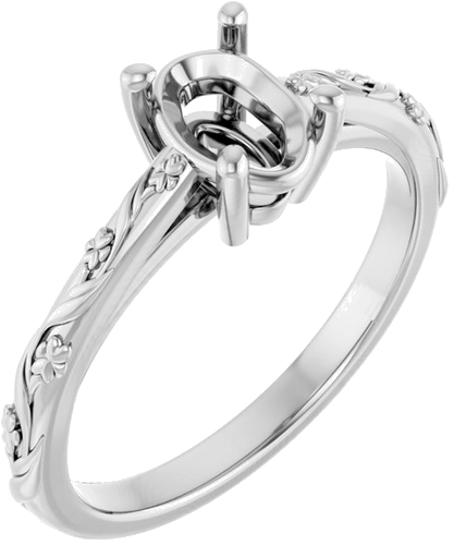 Sužadėtuvių Žiedas „Solitaire“ 585 Baltojo Aukso Oval 7mm x 5mm (1)