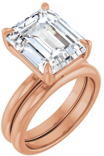 Sužadėtuvių Žiedas „Claw-Prong“ 14k rose gold Emerald 12mm x 10mm (6)