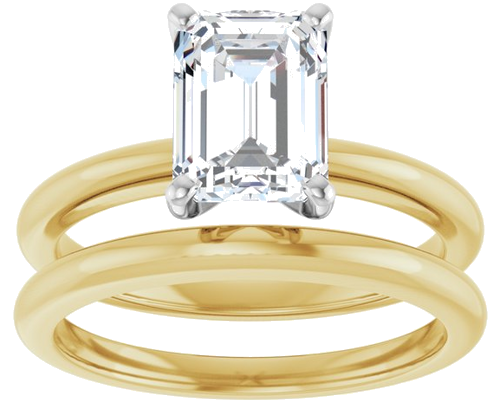 Sužadėtuvių Žiedas 18k yellow gold & platinum Emerald 8mm x 6mm (8)