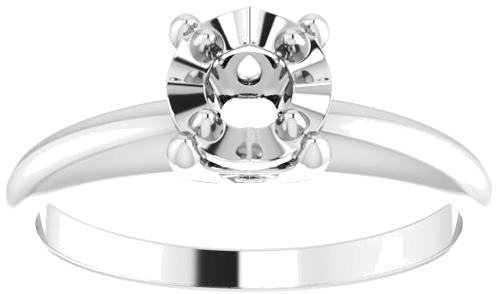 14K White 3.7 mm Round 4-Prong Illusion Solitaire Ring Mounting (3)