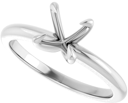 14K White 6.5 mm Round Solitaire Engagement Ring Mounting (5)