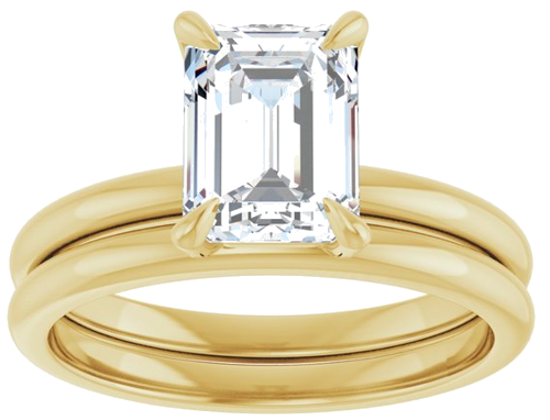 18K Yellow  8x6 mm Emerald Solitaire Engagement Ring Mounting (8)