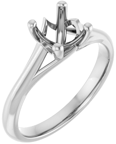 14K White 6 mm Cushion Solitaire Engagement Ring Mounting (1)