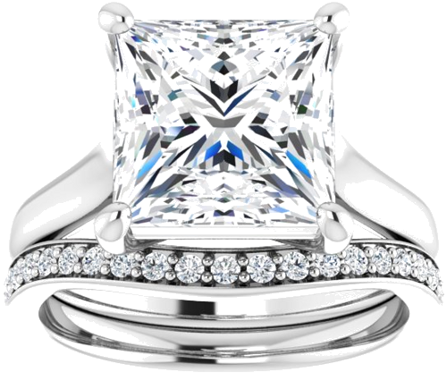 14K White 9 mm Square Solitaire Engagement Ring Mounting (8)