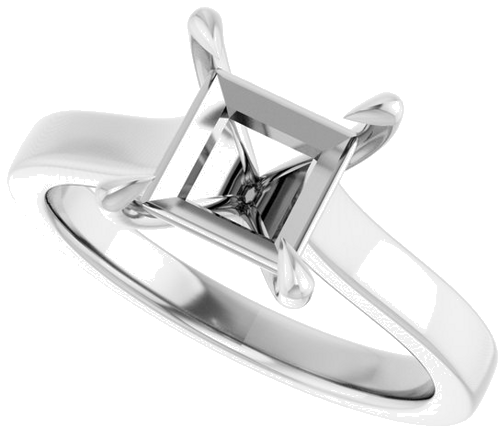 Sužadėtuvių Žiedas „Claw-Prong“ 14k white gold Square 6.5mm (5)