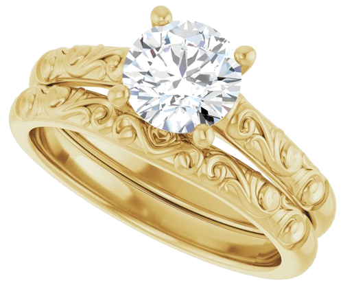 14K Yellow 6.5 mm Round Solitaire Engagement Ring Mounting (10)