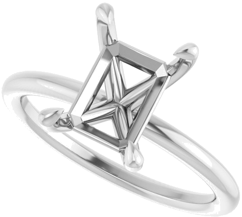 Sužadėtuvių Žiedas „Claw-Prong Solitaire“ 14k white gold Emerald 9mm x 7mm (5)