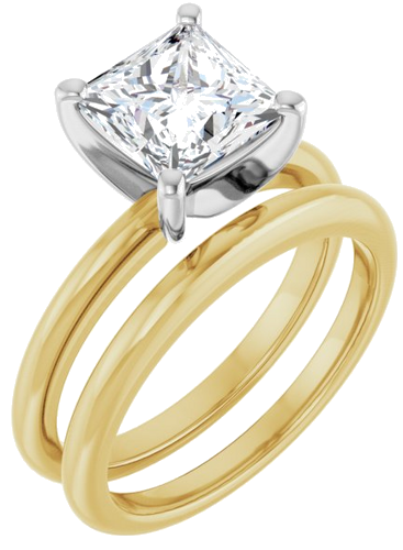 Sužadėtuvių Žiedas „Solitaire“ 585 Baltojo Ir Geltonojo Aukso Square 7mm (6)