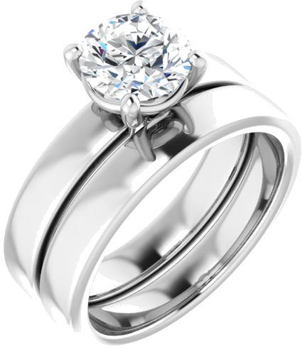 Sužadėtuvių Žiedas „Solitaire“ 14k white gold Round 7mm (6)