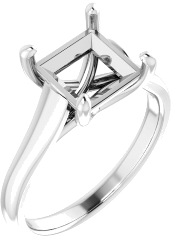 14K White 7.5 mm Square Solitaire Engagement Ring Mounting (1)