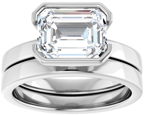 Sužadėtuvių Žiedas „Half-Bezel Solitaire“ 950 Platinos Emerald 9mm x 7mm (8)