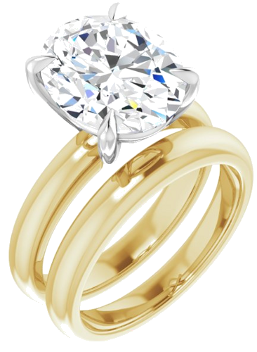 Sužadėtuvių Žiedas „Solitaire“ 750 Baltojo Ir Geltonojo Aukso Oval 12mm x 10mm (6)