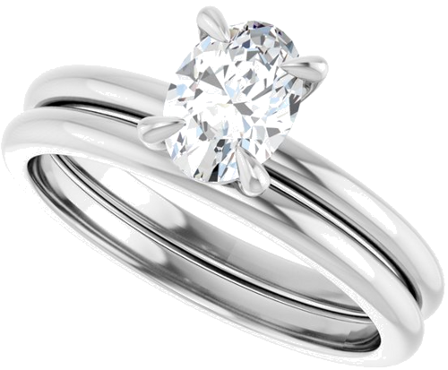 Sužadėtuvių Žiedas „Solitaire“ 585 Baltojo Aukso Oval 7mm x 5mm (10)