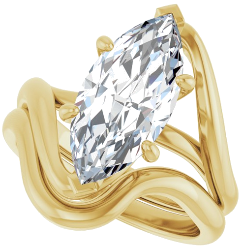 Sužadėtuvių Žiedas „Bypass“ 14k yellow gold Marquise 15mm x 7mm (10)