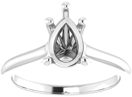 14K White 9x6 mm Pear Solitaire Engagement Ring Mounting (3)