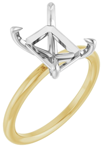 Sužadėtuvių Žiedas „Claw-Prong Solitaire“ 14k yellow/white gold Emerald 10mm x 8mm (1)