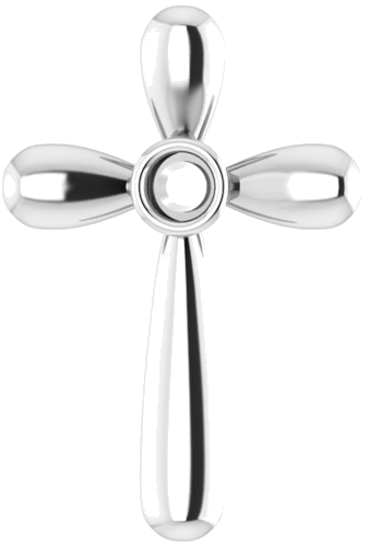 Pakabukas „Solitaire Bezel-Set Cross“ 14k white gold Round 3.2mm (1)