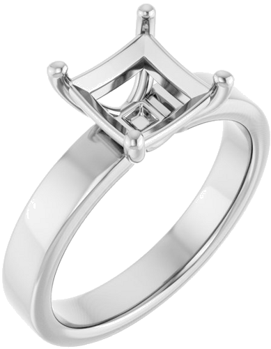 Sužadėtuvių Žiedas „Solitaire“ 14k white gold Square 6.5mm (1)