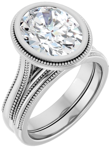 Sužadėtuvių Žiedas „Solitaire“ 585 Baltojo Aukso Oval 11mm x 9mm (5)