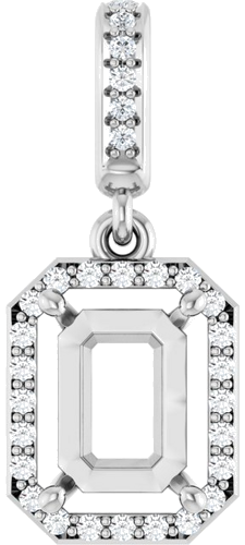 Pakabukas „Accented Halo-Style“ 14k white gold Emerald 8mm x 6mm (1)