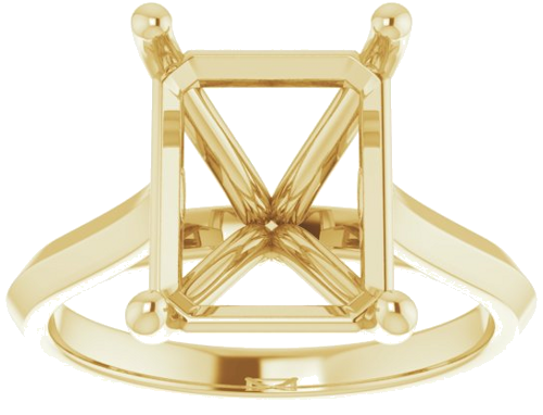 14K Yellow 11x9 mm Emerald Solitaire Engagement Ring Mounting (3)