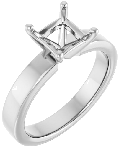 14K White 6 mm Square Solitaire Engagement Ring Mounting (1)