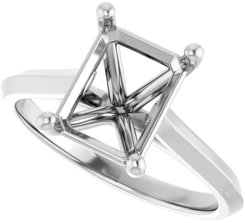 14K White 9x7 mm Emerald Solitaire Engagement Ring Mounting (5)