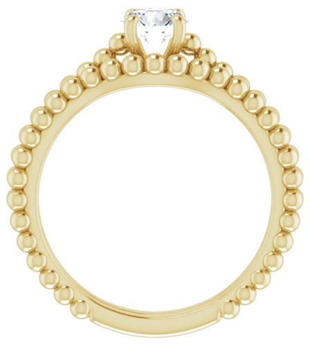 Sužadėtuvių Žiedas „Solitaire Beaded“ 14k yellow gold Round 5.2mm (7)