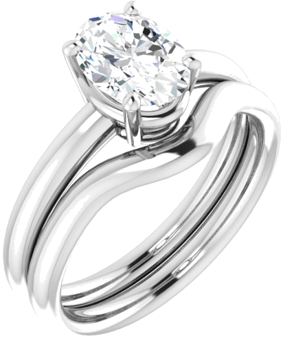 14K White 8x6 mm Oval Engagement Ring Mounting (6)