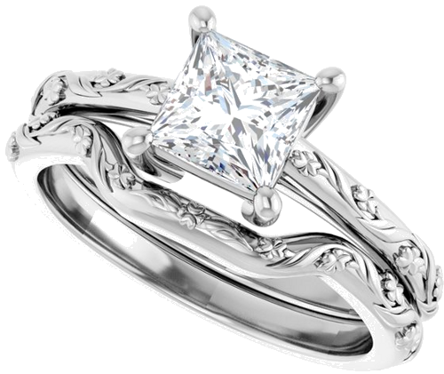 Sužadėtuvių Žiedas „Solitaire“ 14k white gold Square 5.5mm (10)