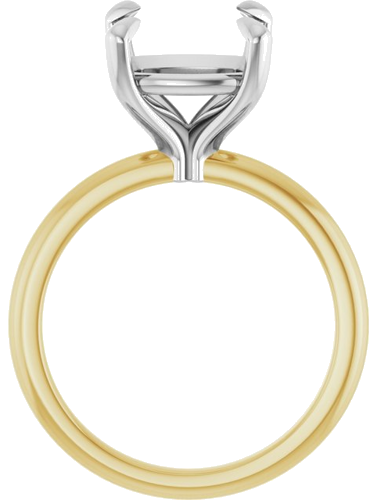 14K Yellow White 10x10 mm Cushion Solitaire Engagement Ring Mounting (2)