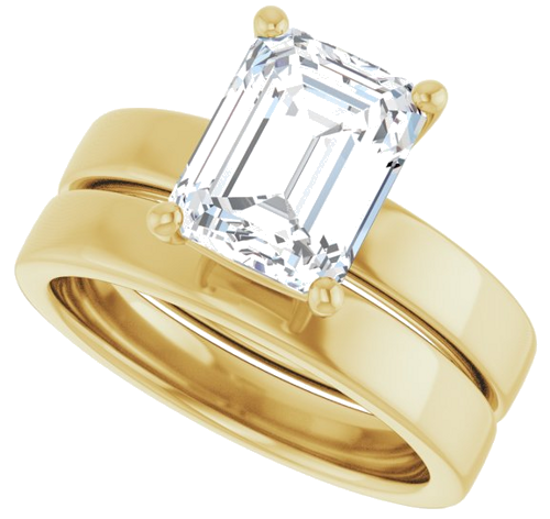 Sužadėtuvių Žiedas „Solitaire“ 585 Geltonojo Aukso Emerald 9mm x 7mm (10)