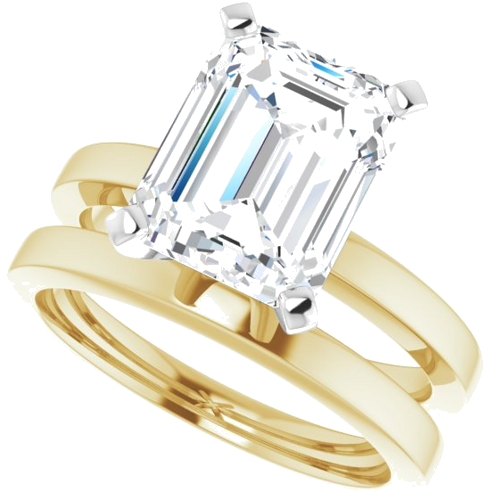 14K Yellow White 10x8 mm Emerald Solitaire Engagement Ring Mounting (10)