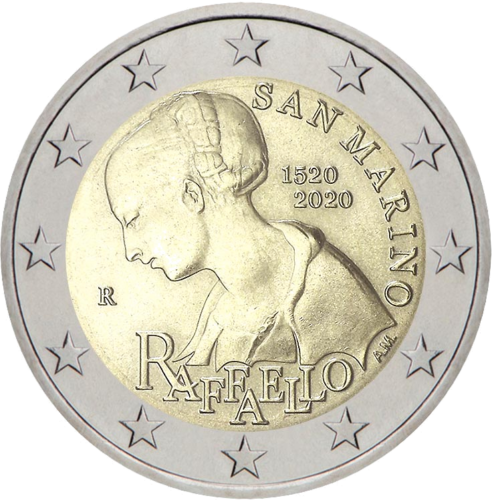 2020 Sanmarīno Raffaello 2 eiro monēta (3)