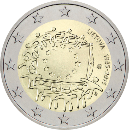 2015 Lietuva Europos vėliava 2 eurų BU moneta kortelėje (2)