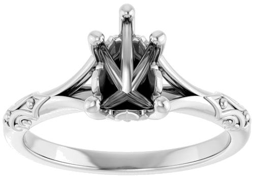 Sužadėtuvių Žiedas „Solitaire Sculptural“ 10k white gold Pear 8mm x 6mm (3)