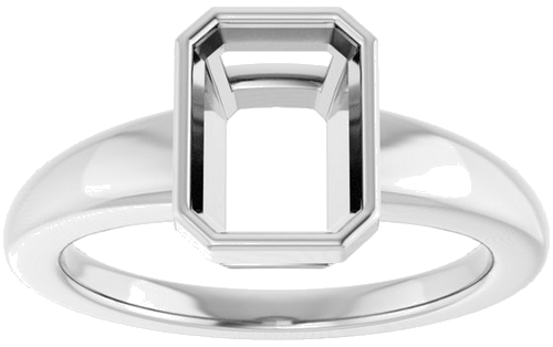 Sužadėtuvių Žiedas „Bezel-Set Solitaire“ 14k white gold Emerald 8mm x 6mm (3)